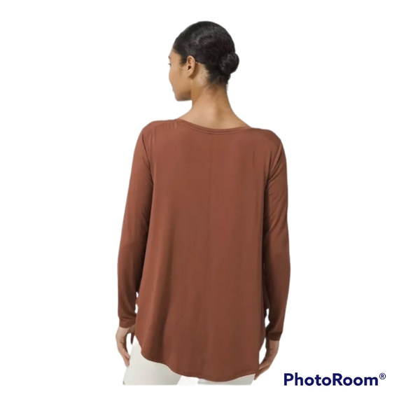 Lululemon Up for Down Time Top Dark Terracotta Long-Sleeved Size 4 Silk Modal - Picture 4 of 10